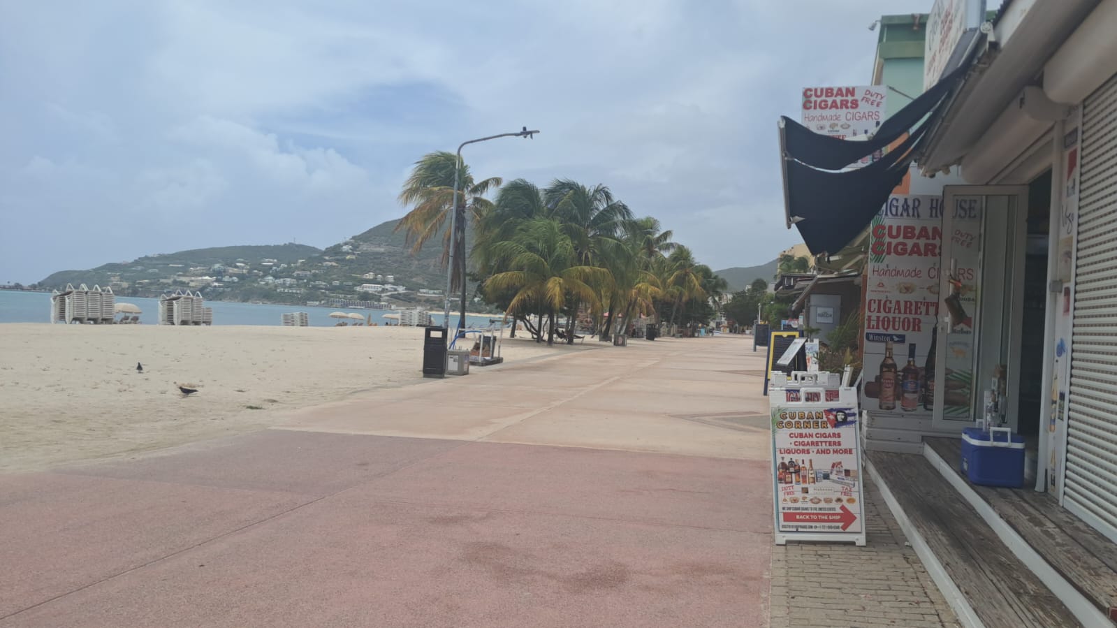 The Philipsburg Boardwalk and beach beside Cigar House